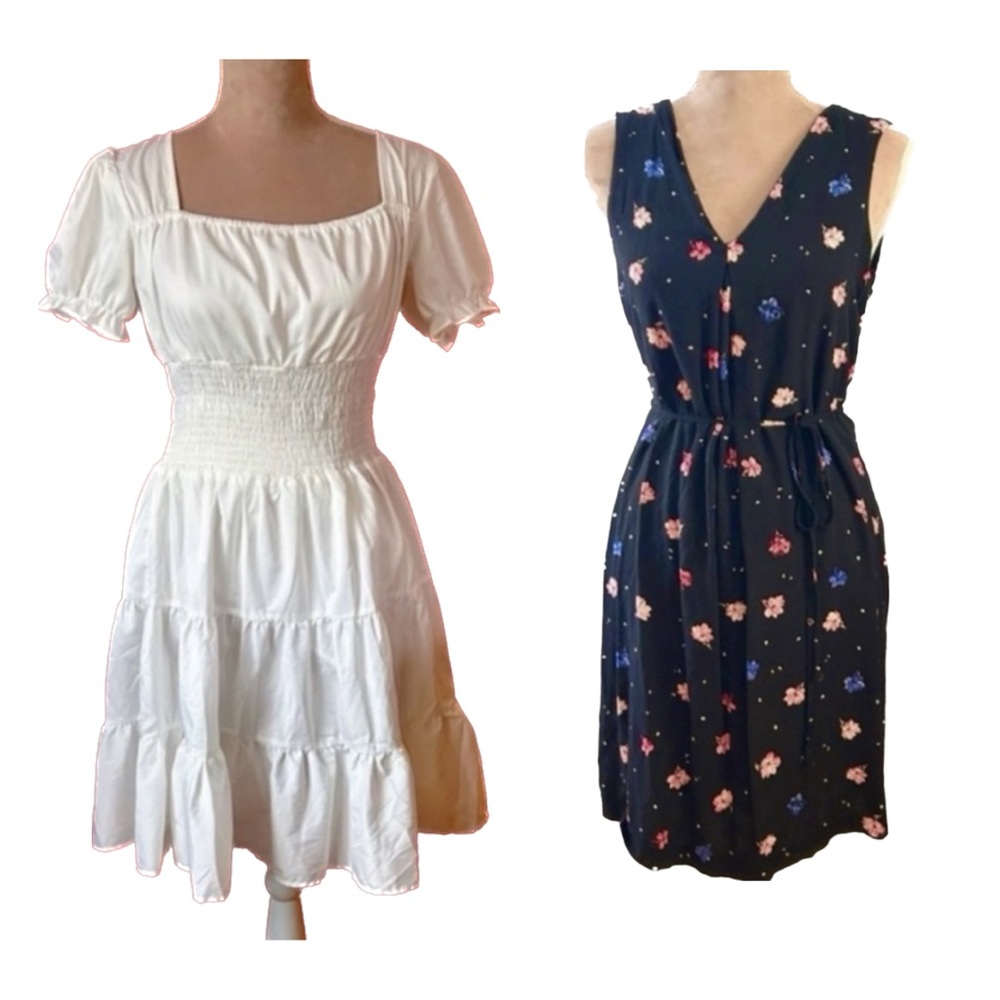 Bundle Two Summer Dresses! ELLE Sleeveless Floral Med & Kandy Kole Peasant Small